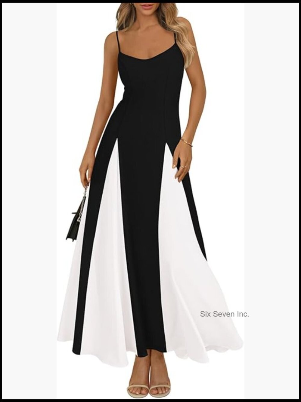 Spaghetti Strap Backless Flowy Maxi Dress Sleeveless Wedding Guest - Picture 1 of 7
